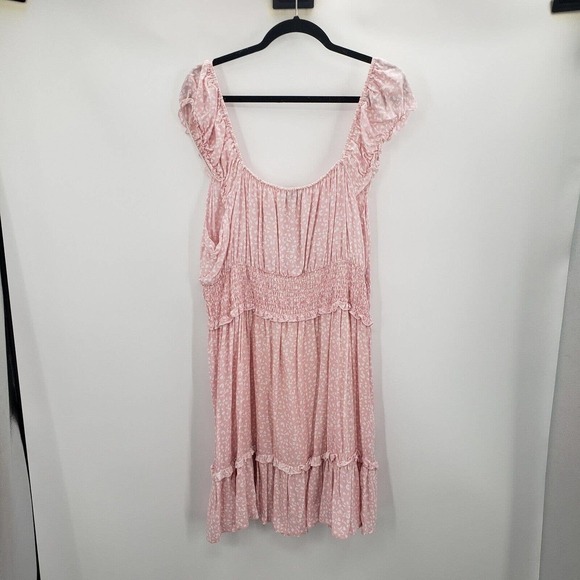 Rue21 animal print dress womens plus size 3x off shoulder cinched waist pink - Picture 4 of 14